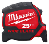 Milwaukee 48-22-0225 Tape Measure, 25 ft L Blade, 1-5/16 in W Blade, Steel Blade, ABS Case, Black/Red Case